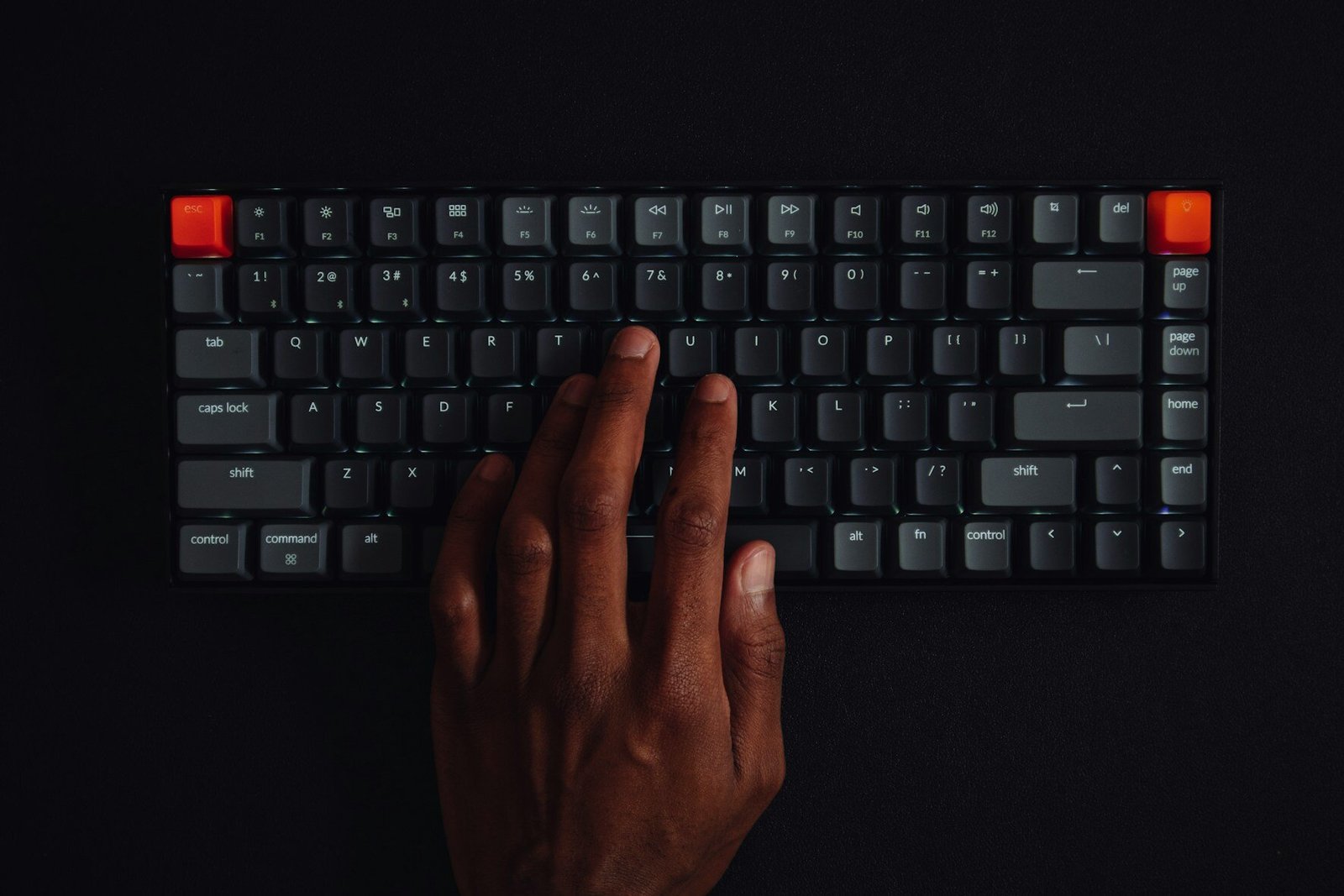 Mechanical keyboard with hands typing